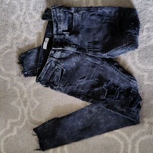Zara Woman factory distressed Faded Black Jeans size 6